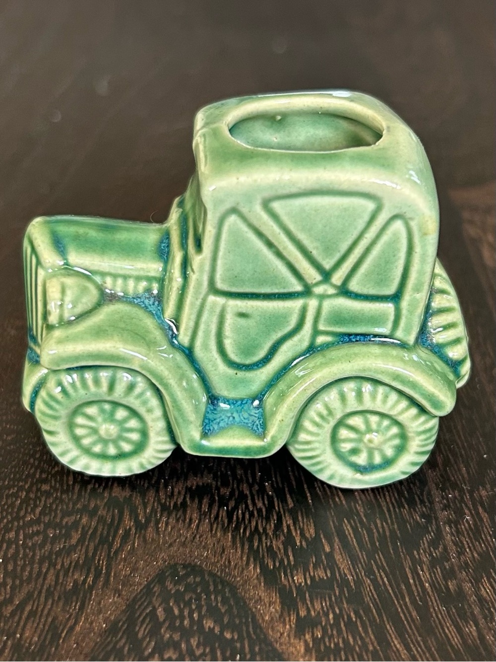 Vintage 1950s Mid Century Ceramic Truck Toothpick Holder Green MCM Retro